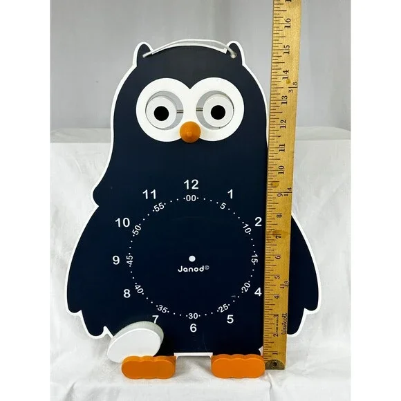 JANOD Owly Teaching/Learning Clock Time Toy w Chalkboard + Removable Number Pegs - Picture 7 of 10